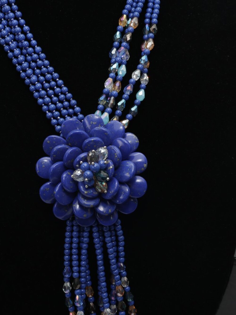 Joan Rivers Starlet Faux Lapis Blue Flower Necklace Classic Collection New w Box - Picture 3 of 5